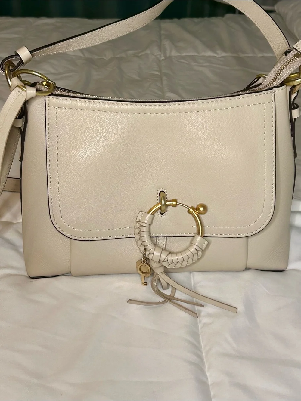 See by Chloé Joan Cream Leather Shoulder Crossbody Bag – Gold Hardware